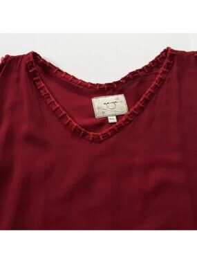 Womens Sz L Burgundy Boxy Oversized Coverup Beachy Wide Stitch Top